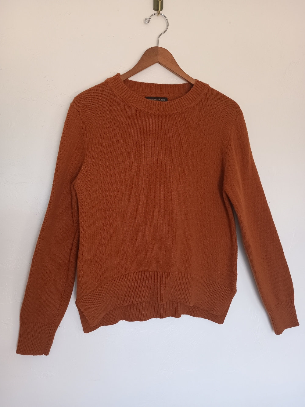 Banana Republic Cotton Crewneck Sweater in Burnt Orange